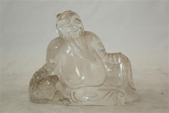 A Chinese rock crystal figure of Shou Lao, 11.5cm